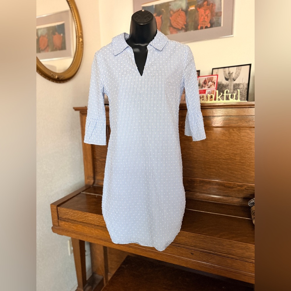 Lilly Pulitzer Light Blue Striped Collared Mini Dress